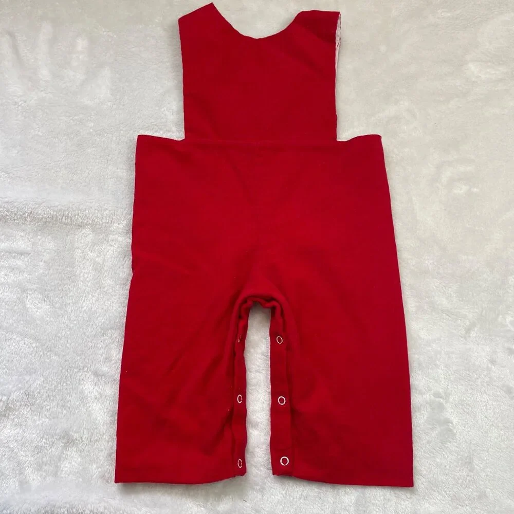 Proper Charlie Smocked‎ Reindeer Longalls Baby Boys 12M 100% Cotton Red Corduroy